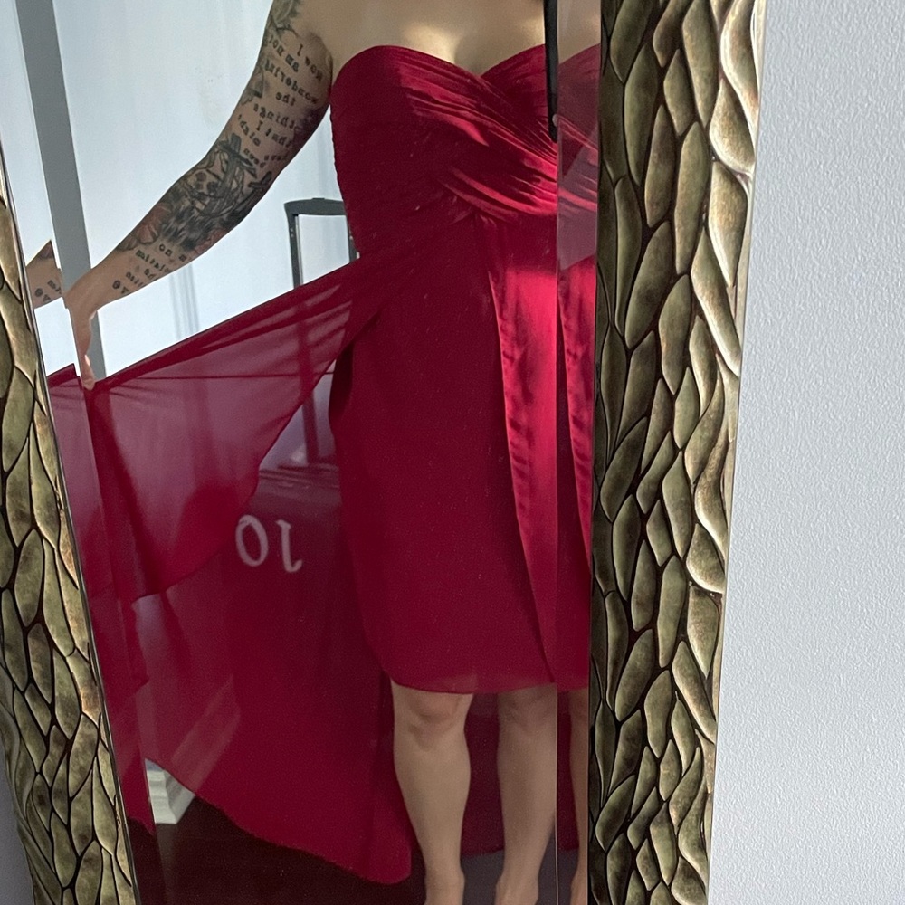 David’s bridal high low dress, size 2, red